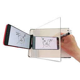 Viviva Easy Sketchbook Set, phone in stand projecting onto sketchbook through mirror
