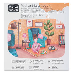 Viviva Hardbound Sketchbook - Ivory White, 7-1/2" x 7-1/2", 120 lb (front of packaging)