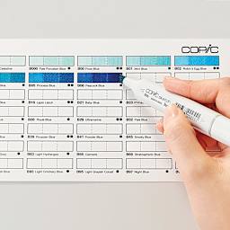 Copic Color Swatch Cards (being colored in with blue marker)