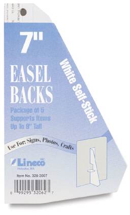 Lineco Self-Stick Easel Backs - Front of package of 5 Backs
