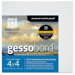 Ampersand Gessobord - 4" x 4", 1/8" Flat, Pkg of 4 (front of packaged boards)