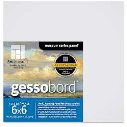 Ampersand Gessobord - 6" x 6", 1/8" Flat, Pkg of 4 (front of packaged boards)