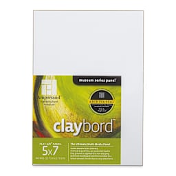 Ampersand Claybord - 5" x 7", 1/8" Flat, Pkg of 3 (front of package)