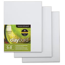Ampersand Claybord - 6" x 8", 1/8" Flat, Pkg of 3