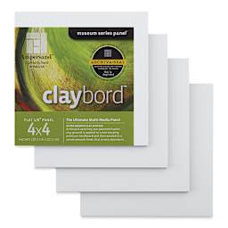 Ampersand Claybord - 4" x 4", 1/8" Flat, Pkg of 4
