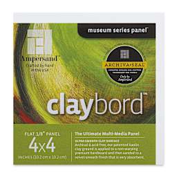 Ampersand Claybord - 4" x 4", 1/8" Flat, Pkg of 4 (front of package)