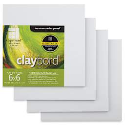 Ampersand Claybord - 6" x 6", 1/8" Flat, Pkg of 4