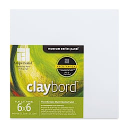 Ampersand Claybord - 6" x 6", 1/8" Flat, Pkg of 4 (front of package)