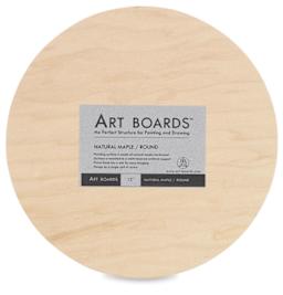 Art Boards Natural Maple Panels - Front view of Round panel with label