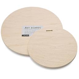 Art Boards Round Natural Maple Panels showing thickness and back keyhole