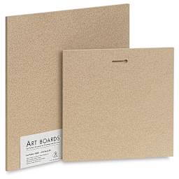 Art Boards Natural Fiber Painting Panels - Front and back of 2 boards shown upright
