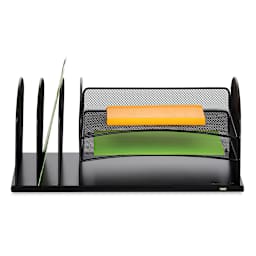 Powered Onyx Desk Organizers - Front view of 3 Tray/3 File slot Organizer