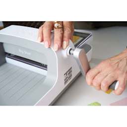 Sizzix Big Shot Die Cutting Machine close up of handle being used
