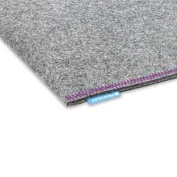 Itoya Profolio Midtown Bag - Closeup of corner of Gray bag showing contrast stitching