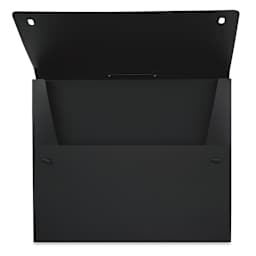 Prat Start 0 Essential Portfolio - Front view of Black Portfolio with top flap raised
