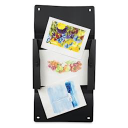 Prat Start 0 Essential Portfolio - Top view of completely opened Black Portfolio with art inside
