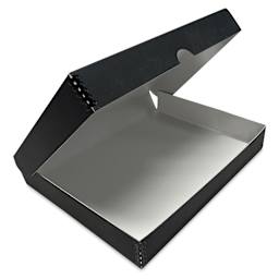 Lineco Folio Archival Storage Box - Black, Faux Leather, 9" x 12", open