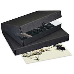Lineco Folio Archival Storage Box - Black, shown with artwork