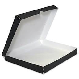 Lineco Folio Archival Storage Box - Black, Faux Leather, 11" x 14", open