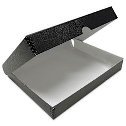 Lineco Folio Archival Storage Box - Metallic Black, 9" x 12", open