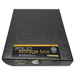 Lineco Folio Archival Storage Box - Metallic Black, 9" x 12" with label