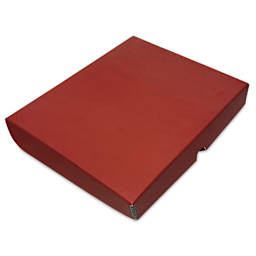 Lineco Folio Archival Storage Box - Red, Faux Leather, 9" x 12", at an angle
