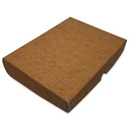 Lineco Folio Archival Storage Box - Tan, Faux Leather, 9" x 12", at an angle