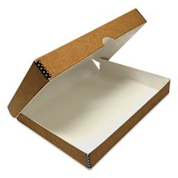 Lineco Folio Archival Storage Box - Tan, Faux Leather, 11" x 14", open