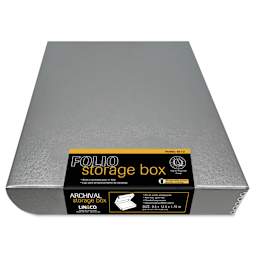 Lineco Folio Archival Storage Box - Metallic Silver, 9" x 12", with label