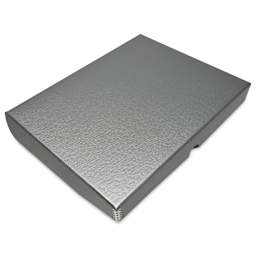 Lineco Folio Archival Storage Box - Metallic Silver, 11" x 14", at an angle