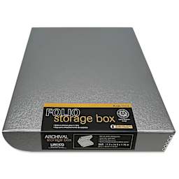 Lineco Folio Archival Storage Box - Metallic Silver, 11" x 14" with label