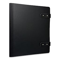 Prat Leather Spiral Presentation Book -  14" x 11", Double Tab Closure, Black, Portrait