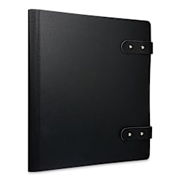 Prat Leather Spiral Presentation Book - 17" x 11", Double Tab Closure, Black, Portrait