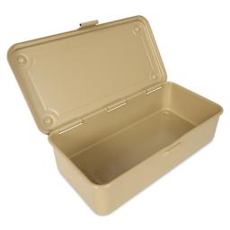 Toyo Stackable Storage Box T-190 - Beige, 8" x 4" x 2", lid open