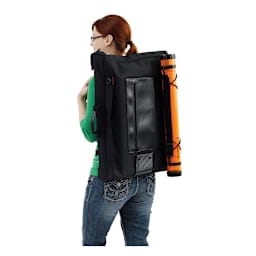 S2000 Softside Backpack Portfolios - Rear view of artist with portfolio as backpack