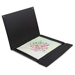 Itoya Magnet Closure Portfolio Case - Shown open with Flower picture inserted