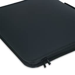 Itoya ProFolio Zipper Binder - 14" x 11", 5 Sleeves (close-up of corner and zipper)