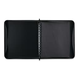 Itoya ProFolio Zipper Binder - Open binder showing five empty protector sleeves