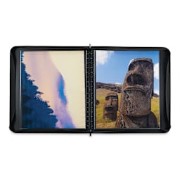 Itoya ProFolio Zipper Binder - 17" x 14", 5 Sleeves (open with photos in the pages)