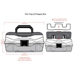 ArtBin Essentials Box - Art/Craft Box, One Tray (illustration of box with dimensions)