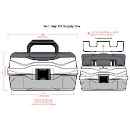 ArtBin Essentials Box - Art/Craft Box, Two Trays (illustration of closed box with dimensions)