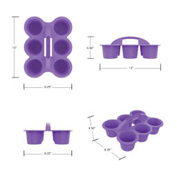 Storex 6-Cup Caddy - purple caddy with dimensions