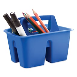 Storex Mini Caddy - Blue, filled with supplies, supplies not included