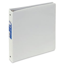 Economy Round Ring View Binders - 1" White Binder upright showing spine