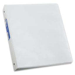 Economy Round Ring View Binders - Slightly angled view of closed White Binder