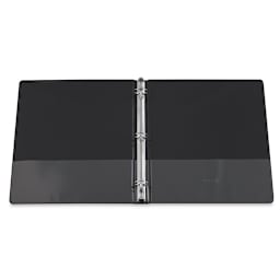 Economy Round Ring View Binders - 1" Black Binder open and laying flat