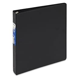 Economy Round Ring View Binders - 1" Black Binder upright showing spine