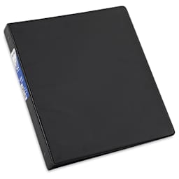 Economy Round Ring View Binders - Slightly angled view of closed Black Binder