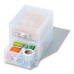 Like-it Stackable Drawer - Two small bins stacked with tape and small journals inside. (Supplies not included, drawers sold separately)