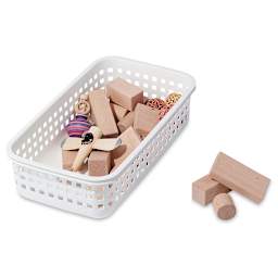 Like-It Modular Storage Basket - White, Small (shown with wooden toys inside, not included)